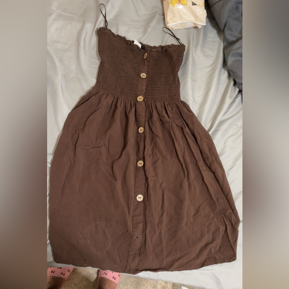 Brown Button-Down Women's Dress